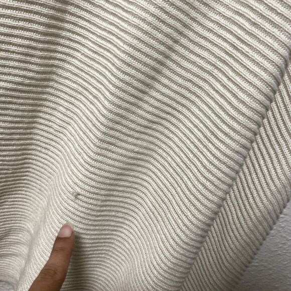 white house black market large wrap sweater l m cape fur trip ribbed poncho ta - Picture 14 of 14